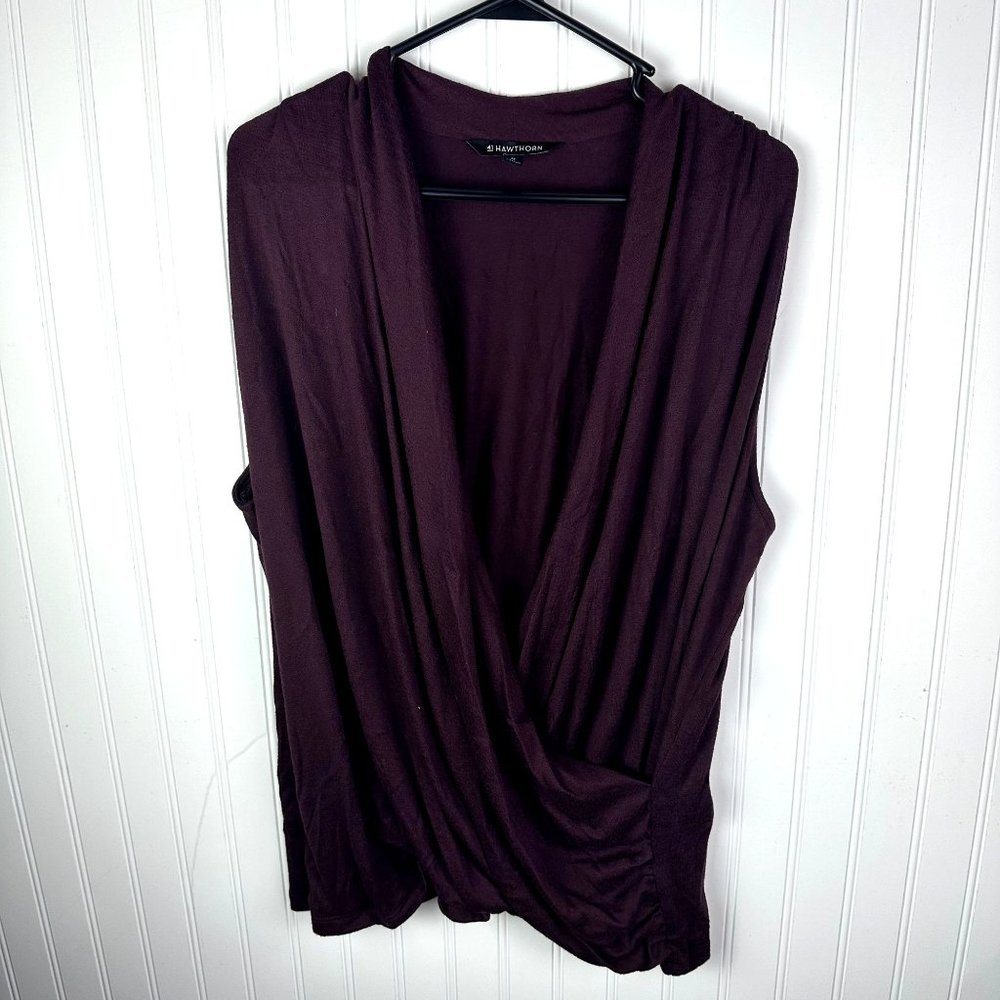 41 Hawthorn Benni Wrap Front Ruched Knit Top Size 3X Burgundy